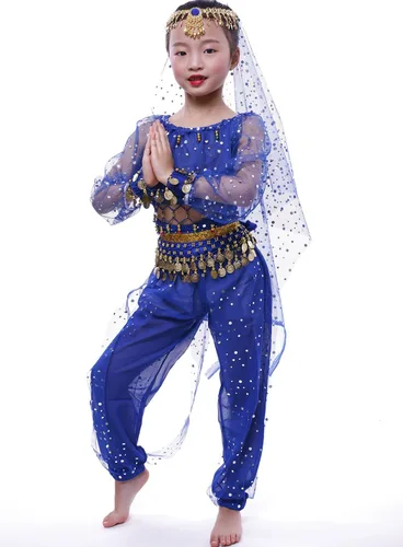 Vista 2 de GirlS Belly Dance Costumes,Long Sleeve Highlights Top,Pants