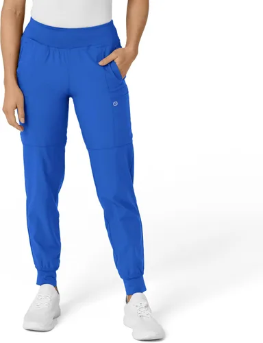 Vista 22 de Pantalón de hospital para mujer con cintura cómoda y estilo jogger, rojo, talla S Negro