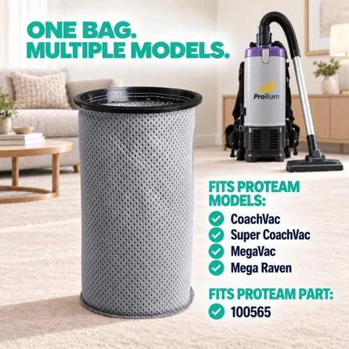 Vista 5 de 1 bolsa de aspiradora reutilizable de repuesto de 10 cuartos de galón, compatible con ProTeam Parte # 100565, compatible con ProTeam Coachvac, Super