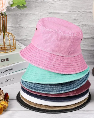 Vista 7 de Geyoga Paquete de 8 sombreros de pescador de algodón plegables y plegables, para niños, adolescentes, niñas, mujeres y hombres