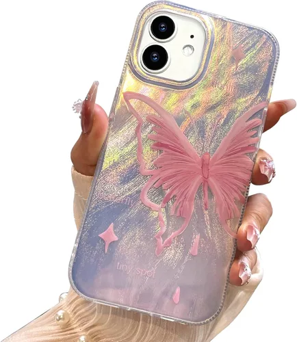 Vista 132 de I-MGAE-IN-AR Funda compacta para iPhone 11, diseño de mariposa, marco de protección de lente de cámara con diamante 3D, bonitas fundas protectoras