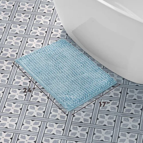Vista 7 de Laura Ashley - Juego de 2 tapetes de baño de chenilla suave, 20 x 34 pulgadas, color azul