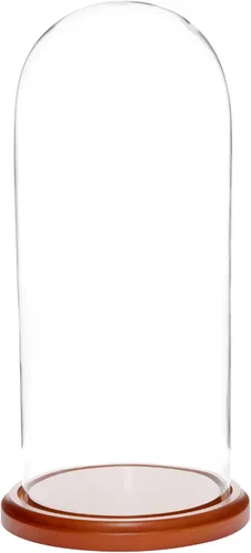 Vista 8 de Plymor Campana de cristal para exhibición de 5.5 x 13 pulgadas en forma de domo Base de madera negra