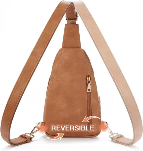 Vista 89 de Telena Riñonera pequeña para mujer, de cuero, cangureras, bolsa de pecho para mujer