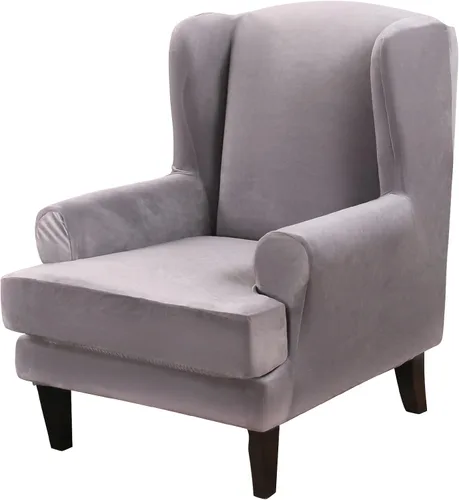 Vista 19 de MIFXIN Wingback - Funda para silla, de terciopelo de 2 piezas, elásticas, con funda de cojín, suave, lavable, protector de muebles para sala
