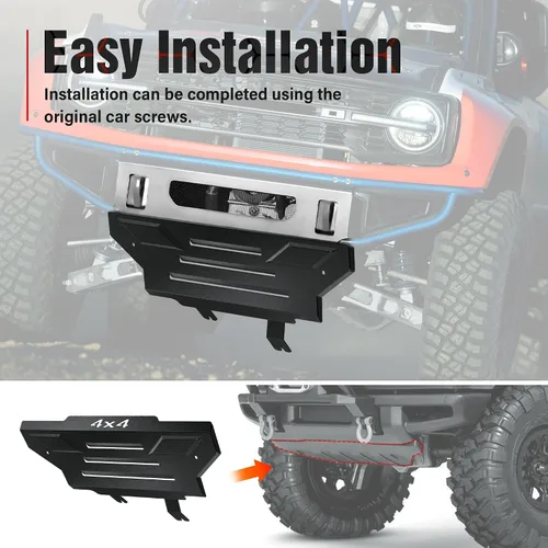 Vista 5 de para Ford Bronco Placa de Deslizamiento Frontal de Acero al Carbono Cubierta de Parachoques Compatible con Ford Bronco 2/4 Puertas 2021 2022 2023