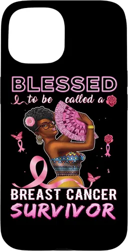 Vista 6 de iPhone 13 Pro Max Camisas afroamericanas contra el cáncer de mama para mujeres Blessed Survivor Case