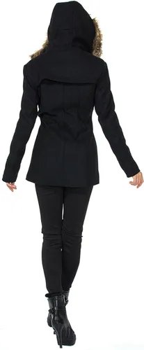 Vista 8 de Alpine Swiss Duffy chamarra de lana de la mujer Fur recortar Parka chamarra con capucha