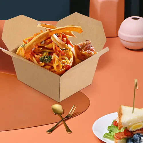 Vista 7 de Paquete de 70 recipientes de comida para llevar de 30 onzas, contenedores de papel kraft para alimentos para microondas, cajas de café kraft