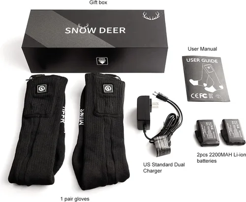 Vista 7 de SNOW DEER - Calcetines térmicos eléctricos recargables mejorados, 7.4 V, batería de 2200 mAh para clima frío para hombres y mujeres, calcetines