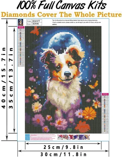 Vista 2 de Kits de arte de diamantes para adultos, kits de pintura de diamantes para adultos, pintura de arte de diamantes para perros con diamantes