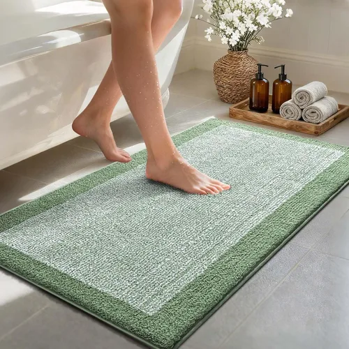 Vista 19 de Alfombras de baño de 17 x 24 pulgadas, antideslizantes, lavables, color gris, para bañera, tapete de baño para baño, tapete suave y absorbente