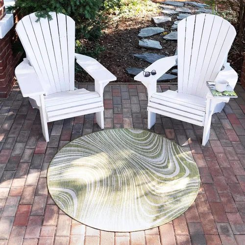 Vista 21 de Unique Loom colección moderna para exteriores - Alfombra de área para piscina (2 pies x 6 pies 1 pulgada alfombra de pasillo, color azul/marfil)