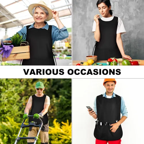 Vista 7 de TFTAFAN Delantal Cobbler Unisex Impermeable Delantal con 2 Bolsillos Profundos Art Smock para Pintar Limpieza Artiest Delantal Trabajo Cocina