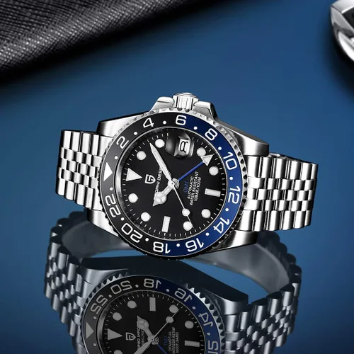 Vista 3 de BY BENYAR Pagani Design Men GMT Automatic Watches-Fashion Stainless Steel Mechanical Watch-Sapphire Glass Lens Watch Men