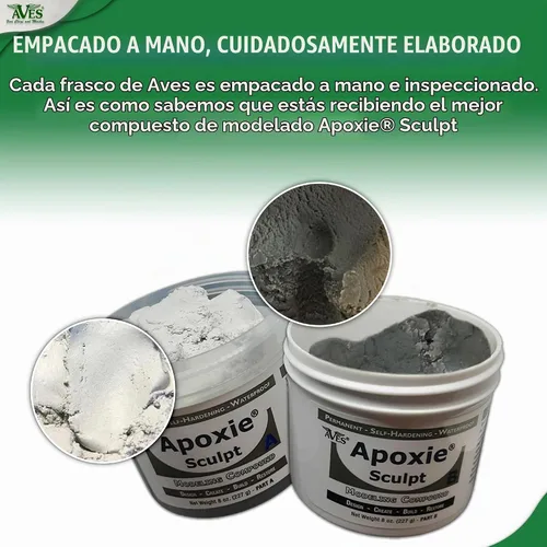 Vista 6 de Apoxie Sculpt - Compuesto de modelado de 2 partes (A & B) - 1 libra, Blanco/Blanco Piedra