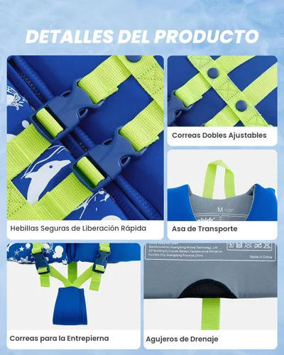 Vista 4 de Gogokids Chaleco de natación para niños, flotadores para bebés – Chaleco de flotabilidad para niños y niñas para piscina y playa, para niños de 2 a