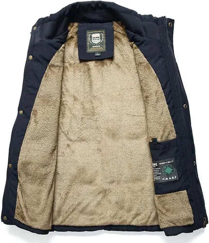 Vista 5 de Vcansion Chaleco de forro polar con cuello alto para hombre, chaleco casual acolchado al aire libre 01Negro