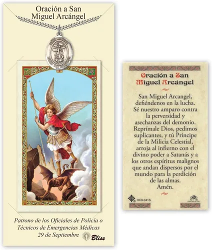 Vista 7 de Medalla de peltre Nuestra Señora de la Consolación con tarjeta de oración santa laminada