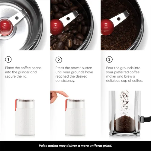 Vista 3 de Bodum Bistro - Molinillo de café eléctrico con cuchilla, color blanco