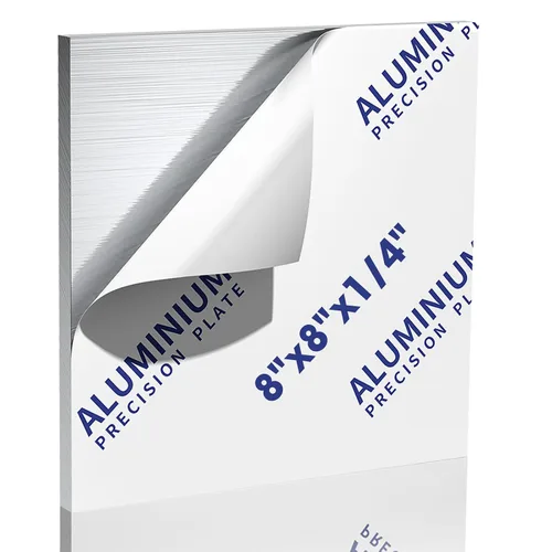 Vista 25 de Placa de hoja de aluminio de 1 pulgada de grosor, placas de aluminio resistentes de 6 x 6 pulgadas con película protectora, placa de panel plano