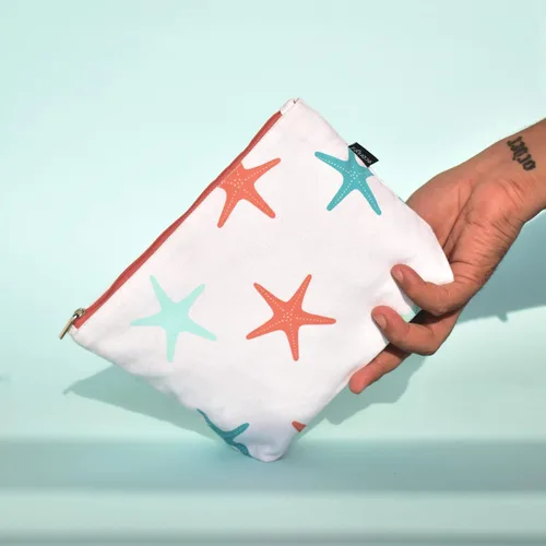 Vista 3 de Eco Right Bolsa de cosméticos de lona: bolsa de maquillaje de viaje para mujeres y niñas, organizador de monedero con cremallera, elegante estética