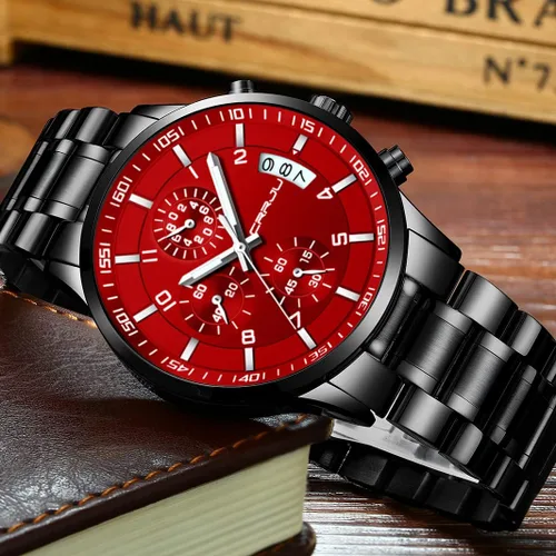 Vista 3 de CRRJU - Reloj de pulsera de acero inoxidable para hombre resistente al agua cronógrafo correa de acero inoxidable