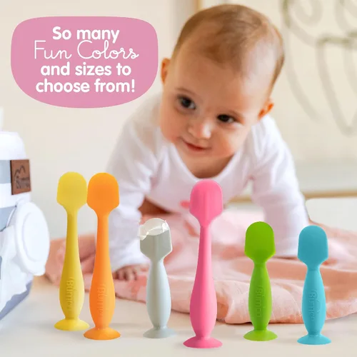 Vista 6 de Mini BabyBum - Brocha de crema para rozaduras. Aplicador de crema para rozaduras hecho de silicona suave, Rosado y gris