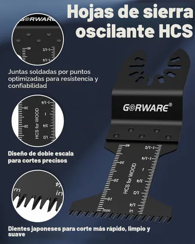 Vista 4 de GORWARE Cuchillas oscilantes para herramientas, dientes japoneses de liberación rápida, kits de cuchillas multiherramienta para Milwauke, Chicago