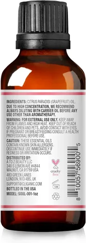 Vista 3 de SoulSation Aceite esencial de pomelo rosa sin OMG, 1 oz