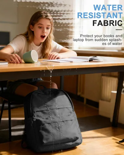 Vista 8 de VGCUB Mochilas escolares con libros, bolsa de viaje, mochilas escolares para niñas, mochila estética ligera para escuela, niñas y niños, a3-Negro