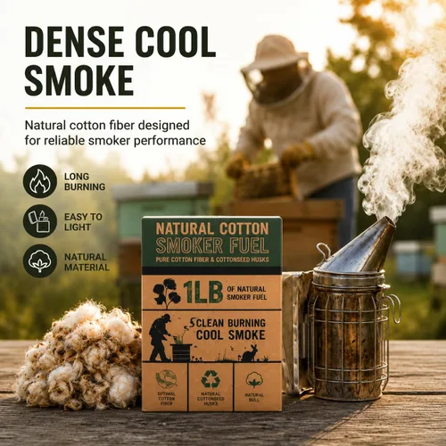 Vista 3 de Combustible para fumador de colmena de abejas Fibra de algodón 100% natural Bolsa de 1 LB