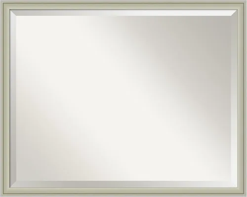 Vista 34 de Amanti Art - Espejo de baño plateado para sobre lavabo, espejo rectangular de níquel cepillado de 33x43, marco moderno extragrande, se cuelga