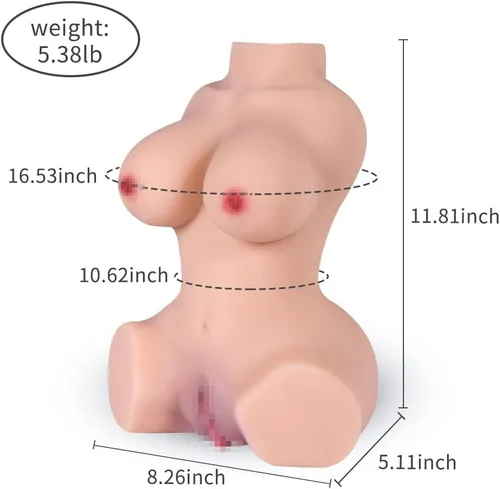 Vista 4 de Muñeca sexual de tamaño real de 5 libras, juguetes sexuales masculinos, torso femenino realista para hombres con grandes auges y culo regordete