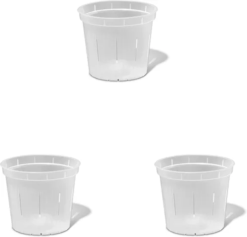 Vista 2 de rePotme Paquete de 3 macetas de orquídeas de 4 pulgadas con agujeros para trasplante (transparente)
