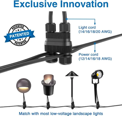 Vista 4 de SUNVIE Paquete de 8 luces de cubierta de bajo voltaje con conector de cable Fastlock2 de 5 W, luces LED de escalera, transformador de bajo voltaje