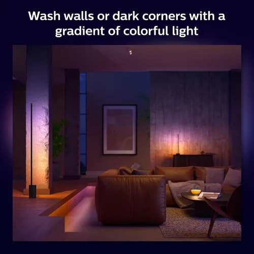 Vista 4 de Philips Hue (1) puente con (1) lámpara de mesa Signe – Luz inteligente que cambia de color blanco y color – Control con aplicación – Compatible
