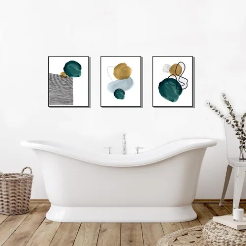 Vista 7 de AsmaArt Impresiones artísticas de geometría abstracta verde para pared, estilo bohemio, decoración de pósteres para el hogar, 8 x 10