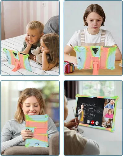 Vista 8 de DETUOSI Feonal - Funda de silicona de 10 pulgadas con correa para el hombro y lápiz capacitivo, funda para tablet con soporte multiángulo, funda