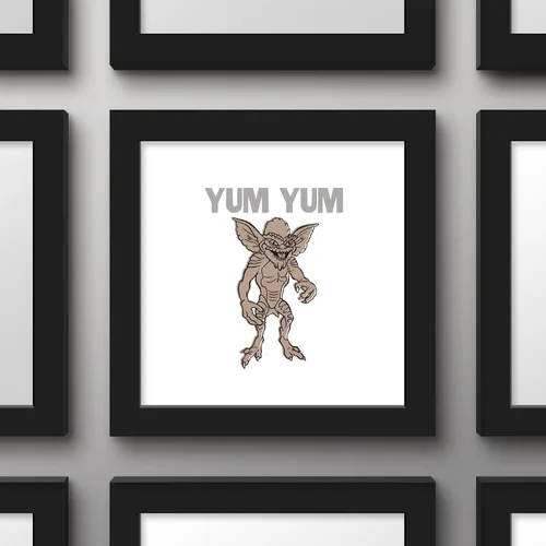 Vista 2 de Trends International Gallery Pops Gremlins - Arte de pared Yum Yum, versión enmarcada negra, 12 x 12 pulgadas