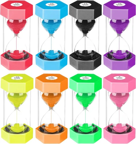 Vista 11 de SuLiao Temporizadores de arena 1m/2m/3m/5m/10 minutos, temporizador de arena de reloj de arena de plástico para niños, reloj de arena grande