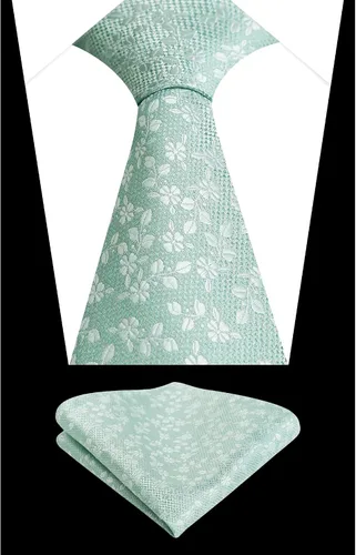 Vista 167 de Alizeal Mens 3.15inches Leaf Flower Pattern Tie with Floral Pocket Square Set