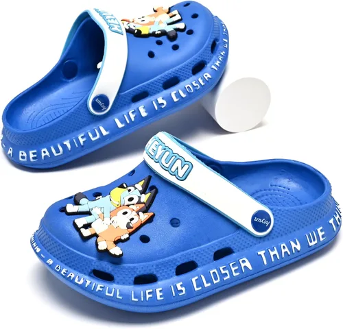 Vista 2 de iyhcquv Zuecos unisex para niños y niñas, zuecos de jardín, zapatos de playa para niños, sandalias para interiores y exteriores