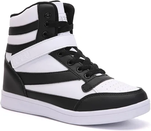 Vista 8 de UBFEN Zapatos deportivos para mujer, con soporte de tobillo alto, color vibrante, tacón de cuña oculto, estilo retro de los años 80, zapatos