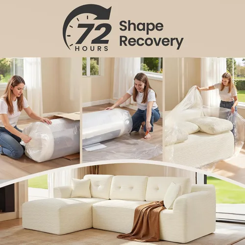 Vista 10 de VASAGLE Sofá modular seccional sin armazón de 108.3 pulgadas con chaise, sofá nube moderno con asiento profundo, sofá de pana en forma de L