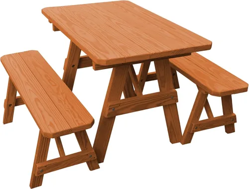 Vista 10 de Furniture Barn USA Pine - Mesa tradicional de 4 pies con 2 bancos, color negro