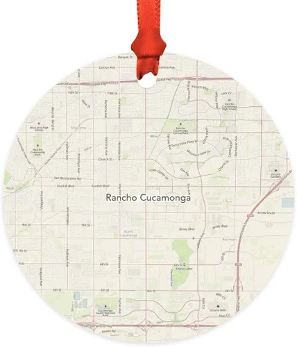 Vista 11 de Andaz Press Mapa de la ciudad de Estados Unidos redondo de madera natural MDF ornamento de Navidad, Akron, Ohio Vintage Mapa, 1 paquete, larga