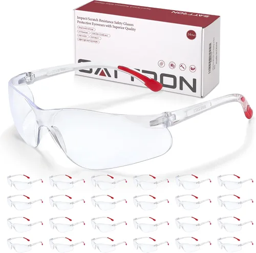 Vista 12 de Gafas de seguridad teñidas paquete de 48, lentes de humo oscuro con protección UV, gafas de sol de seguridad para hombres y mujeres, protección