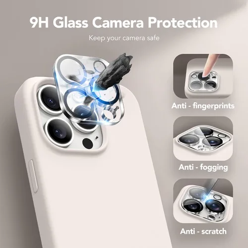 Vista 7 de GONEZ Funda de silicona para iPhone 15 Pro Max, compatible con Magsafe, protector de cámara + protector de pantalla, forro de microfibra suave