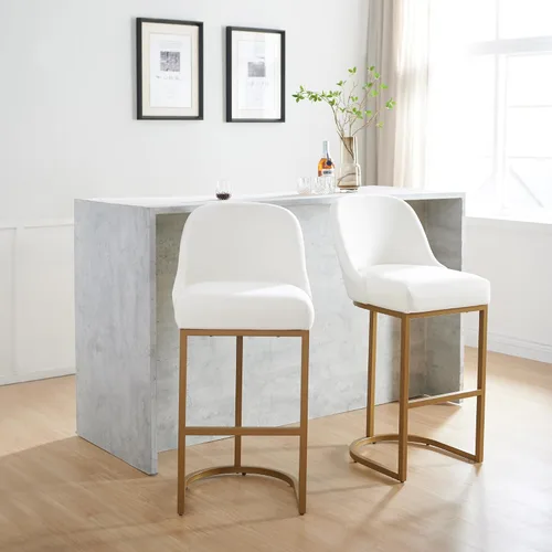 Vista 127 de Leick Home 214536 Barrelback Silla de comedor con base de metal, juego de 2, para comedor, asiento moderno de lino negro y base de metal dorado